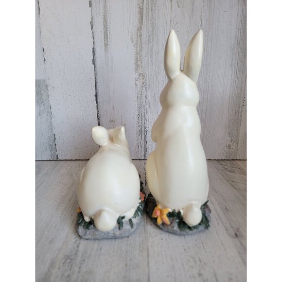 Vintage white bunny flower Easter rabbit home decor spring‎ figure set - Picture 3 of 5